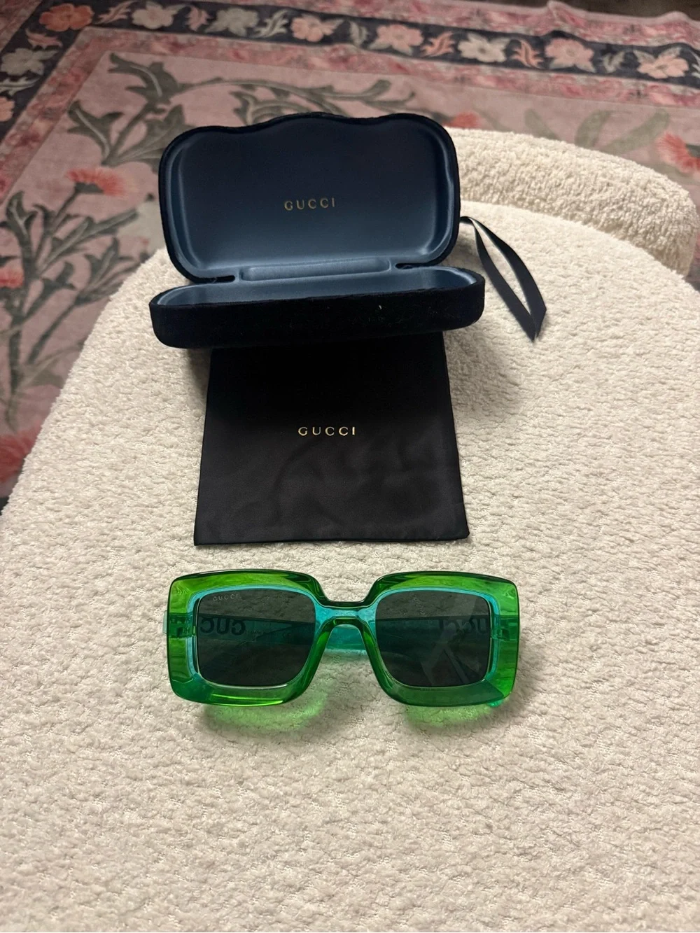 Gucci Green Transparent Square Sunglasses